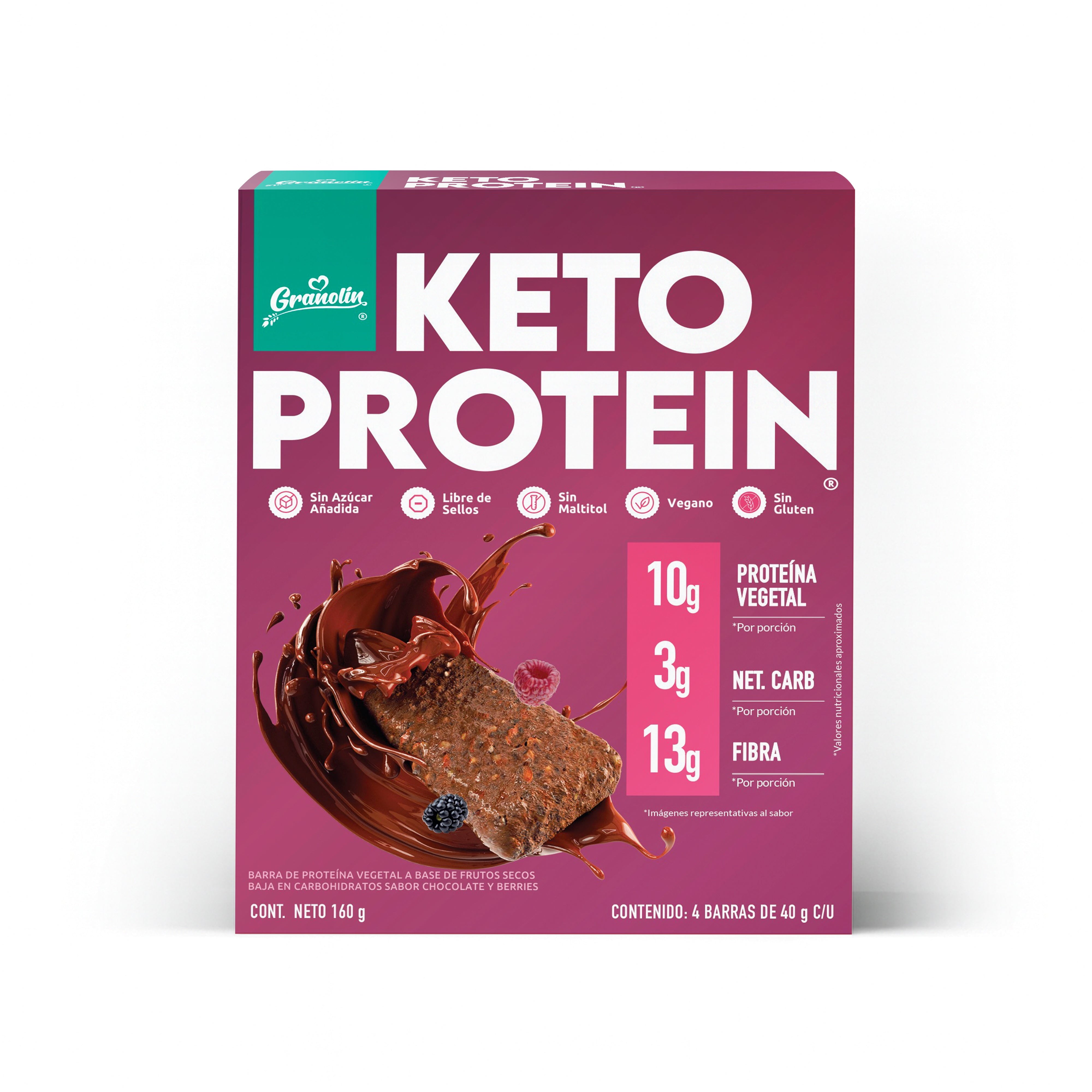 Barritas Keto Protein Chocolate & Berries | 4 und