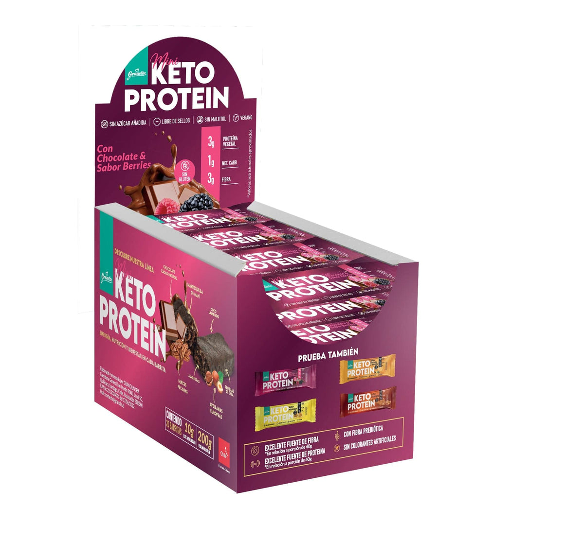 Mini Barritas Keto Protein Chocolate & Berries | 20 und
