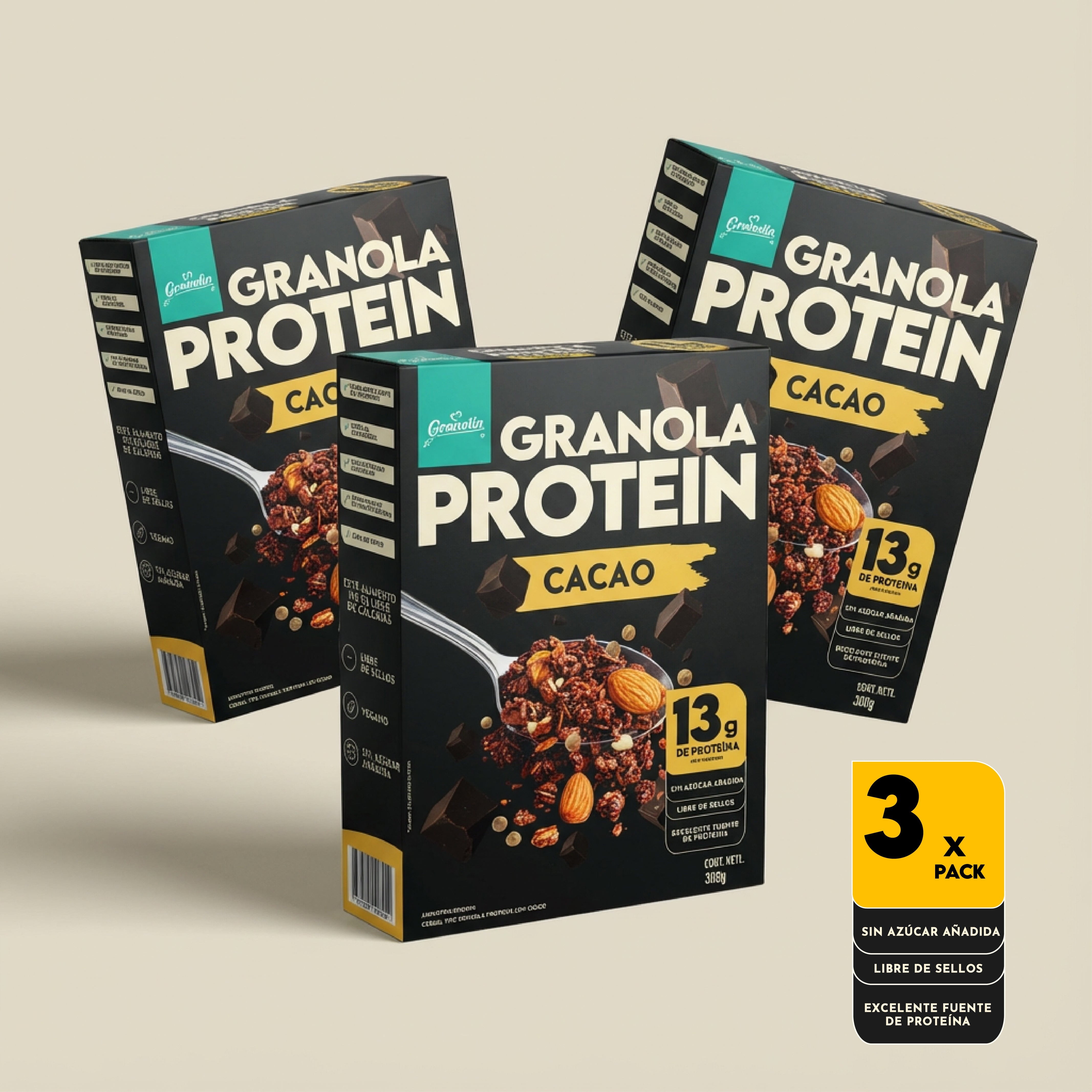 Pack 3 Granola Protein Cacao 300 g