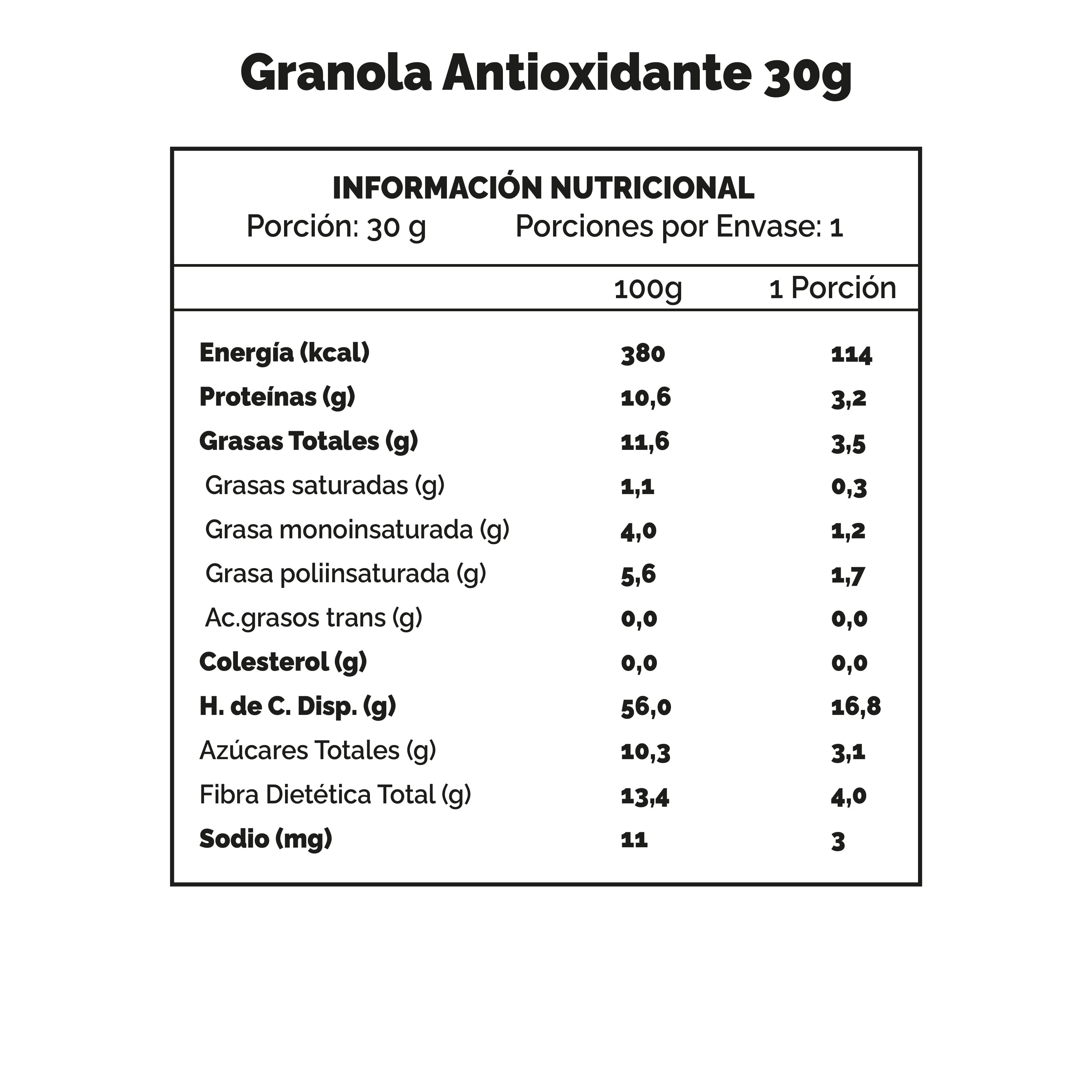 GRANOLA ANTIOXIDANTE 30g | 24unidades