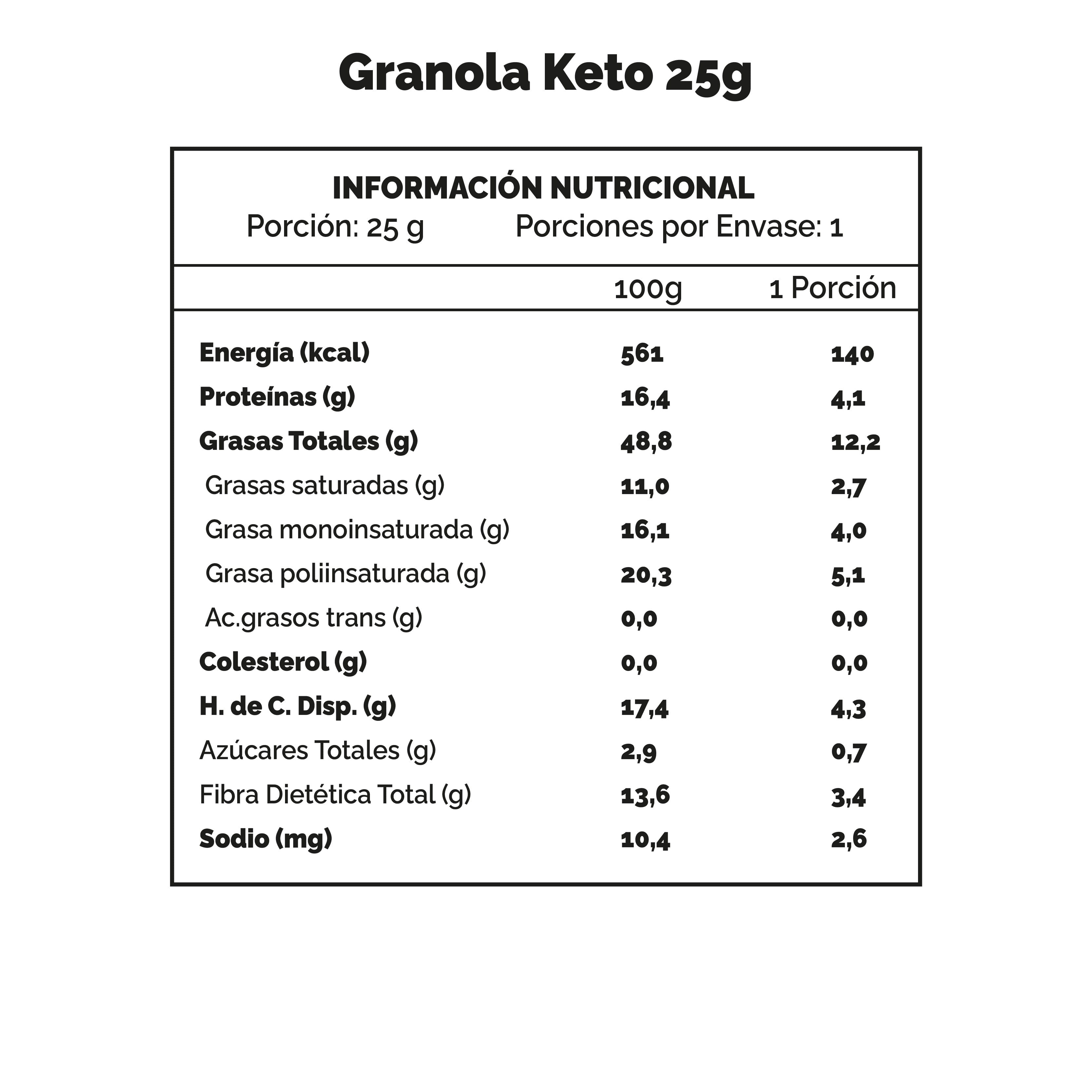 GRANOLA KETO 25g | 24unidades